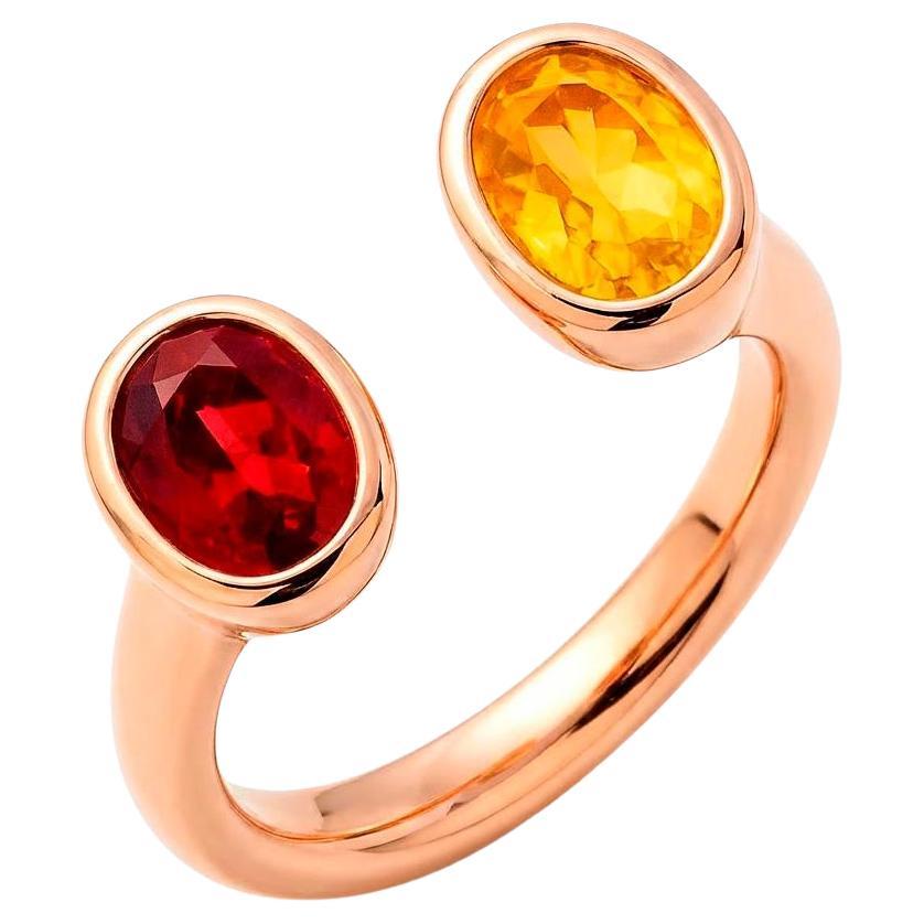 For Sale:  Toi et Moi Gemstone Ring: Garnet and Citrine