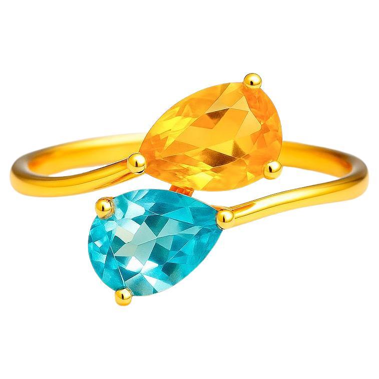 Toi et Moi Edelstein-Ring: Topas und Citrin