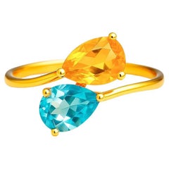 Toi et Moi Gemstone Ring: Topaz and Citrine Toi et Moi Gemstone Ring: Topaz and Citrine