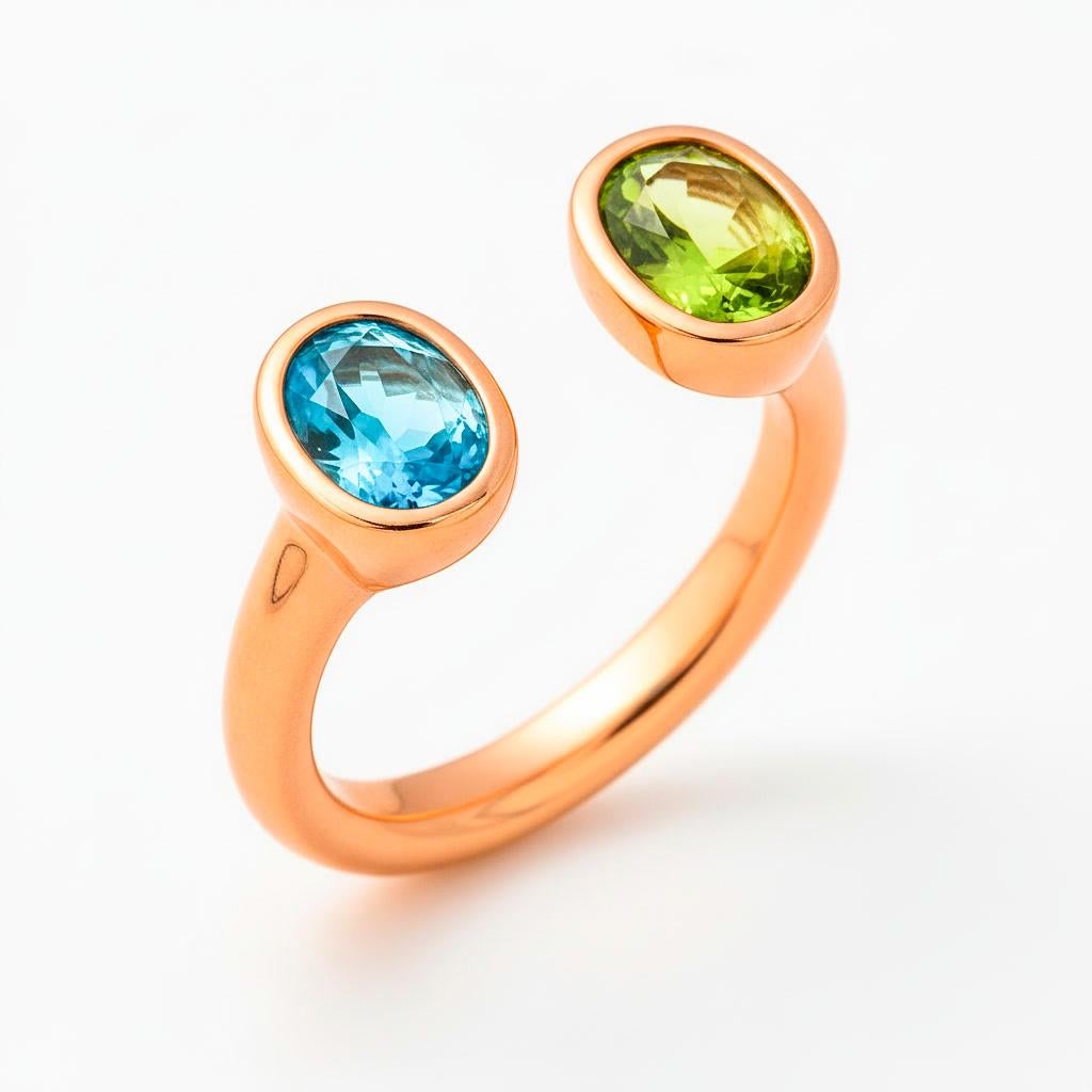 Im Angebot: Toi et Moi Edelstein-Ring: Topas und Peridot () 4