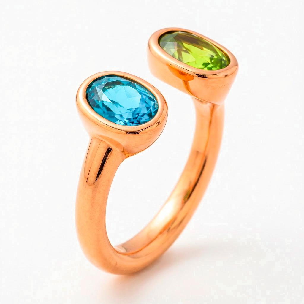 Im Angebot: Toi et Moi Edelstein-Ring: Topas und Peridot () 5