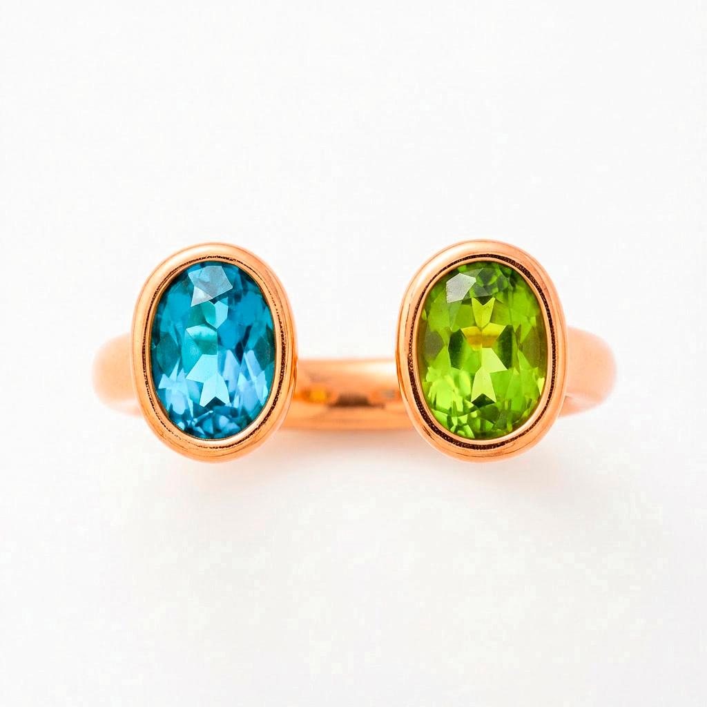 Im Angebot: Toi et Moi Edelstein-Ring: Topas und Peridot () 6
