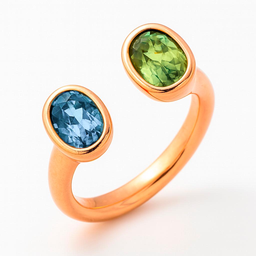 Im Angebot: Toi et Moi Edelstein-Ring: Topas und Peridot () 7