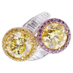 Toi et Moi GIA Vivid Yellow Diamond Ring