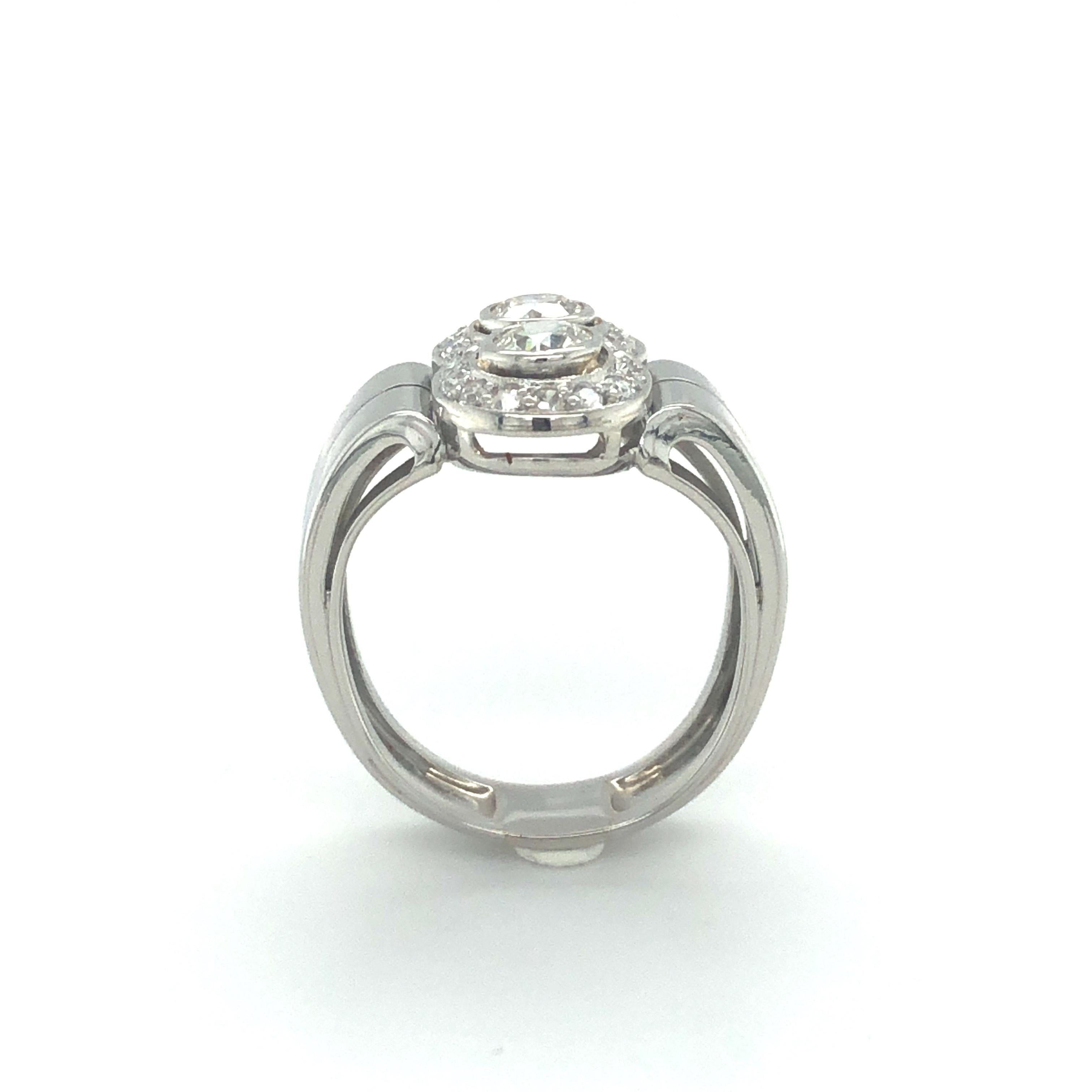 Women's or Men's Toi et Moi Old European Cut Diamond Ring in 18 Karat White Gold and Platinum