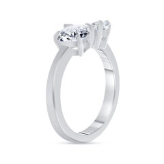 Toi et Moi Pear and Cushion Diamond Engagement Ring 1.00 Carat
