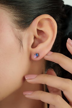 Toi et Moi Pear-Cut Blue Sapphire & Pink Sapphire Stud Earrings 18K White Gold