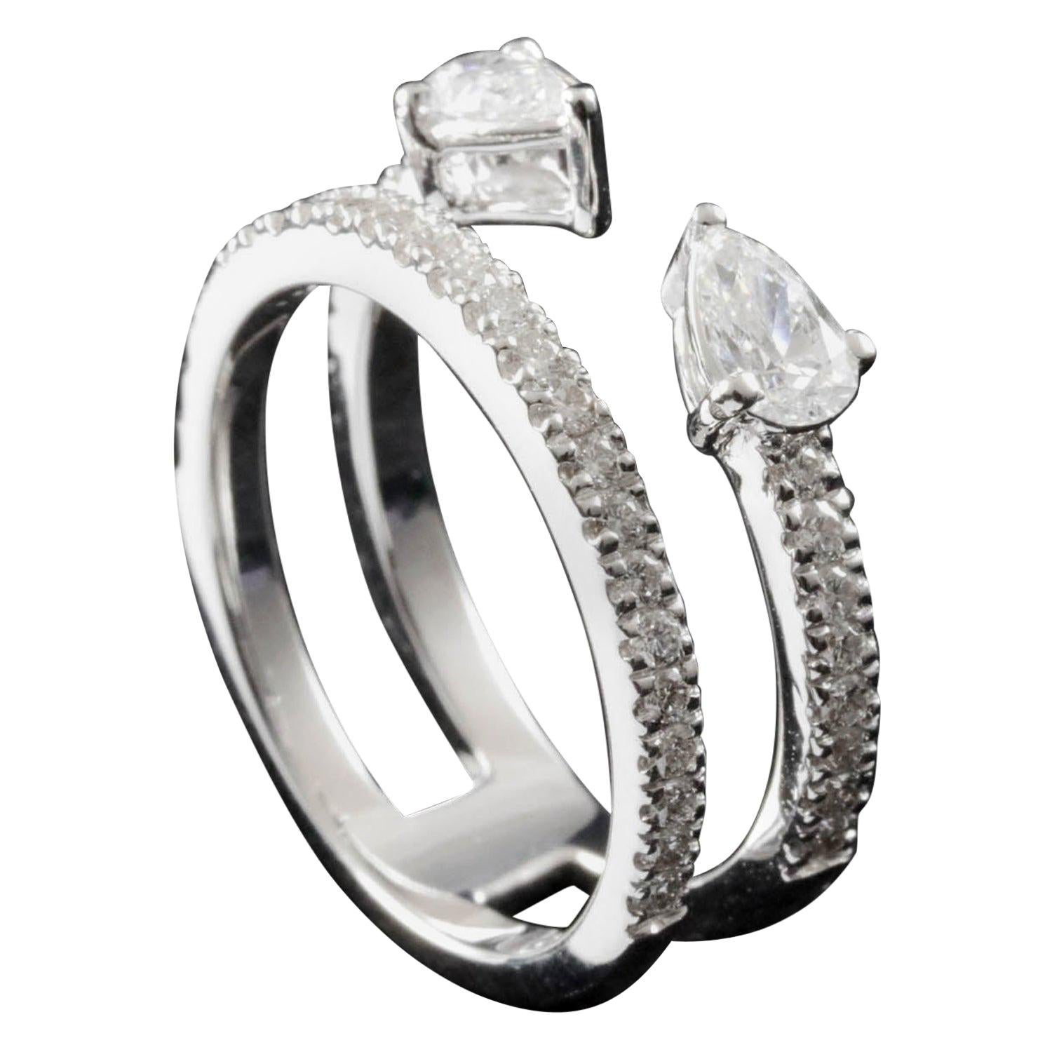 For Sale:  Toi et Moi Pear Cut Diamond Fashion Ring in 18 Karat Gold