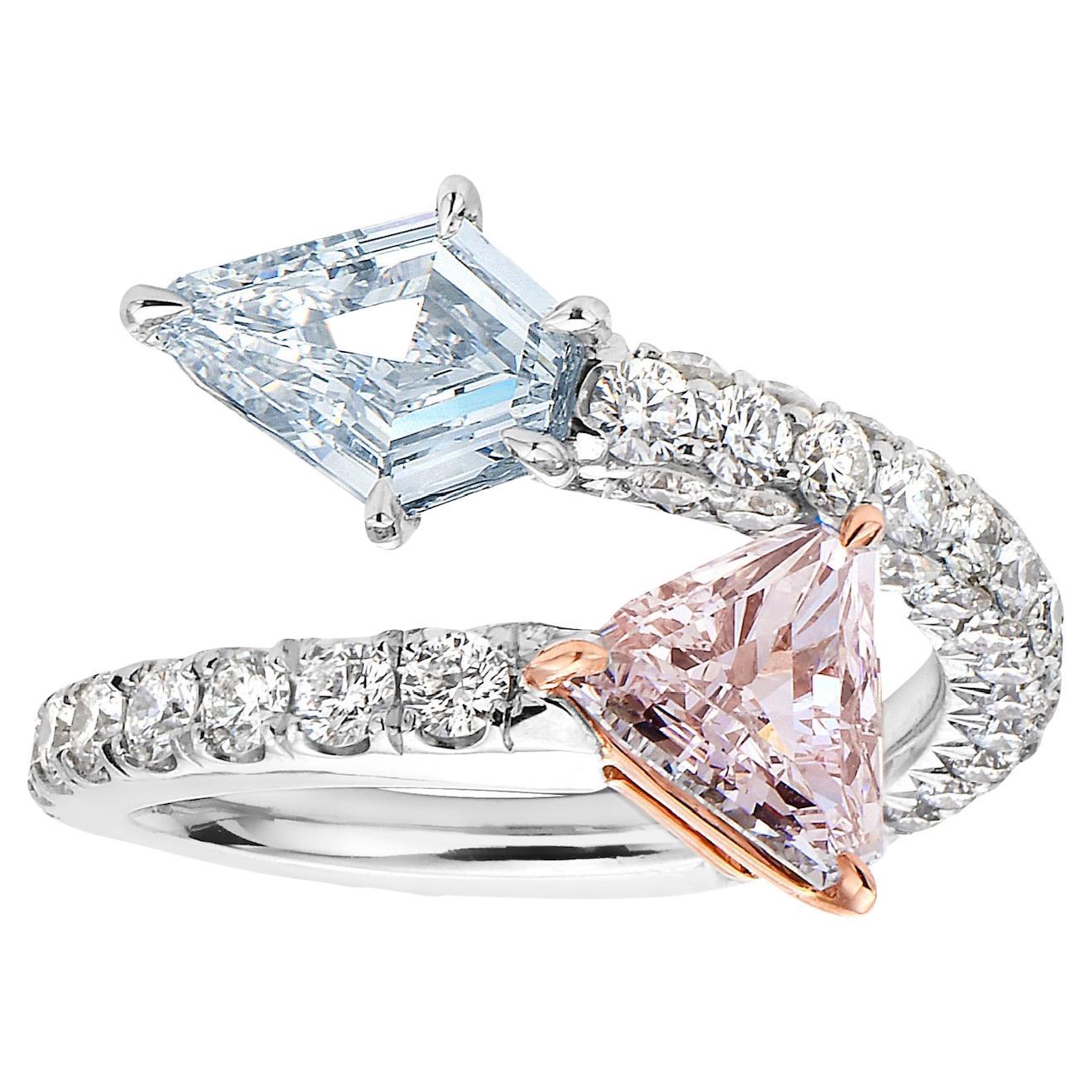 Toi Et Moi Pink & White Diamond Ring
