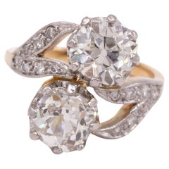 Anello Toi et Moi, Diamonds Mine Cut certificati GIA, 3,71 carati totali, 19° secolo