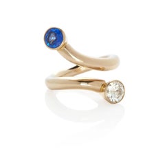 Anello Toi-et-Moi in oro giallo 18 carati Diamante 1,20 carati e Zaffiro 1,00 carati
