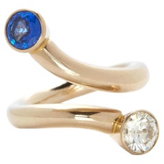 Anello Toi-et-Moi in oro giallo 18 carati Diamante 1,20 carati e Zaffiro 1,00 carati