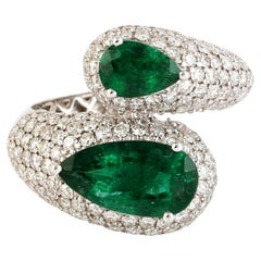 Anillo Toi Et Moi Con Esmeralda En Forma De Pera Acentuada Con Diamantes