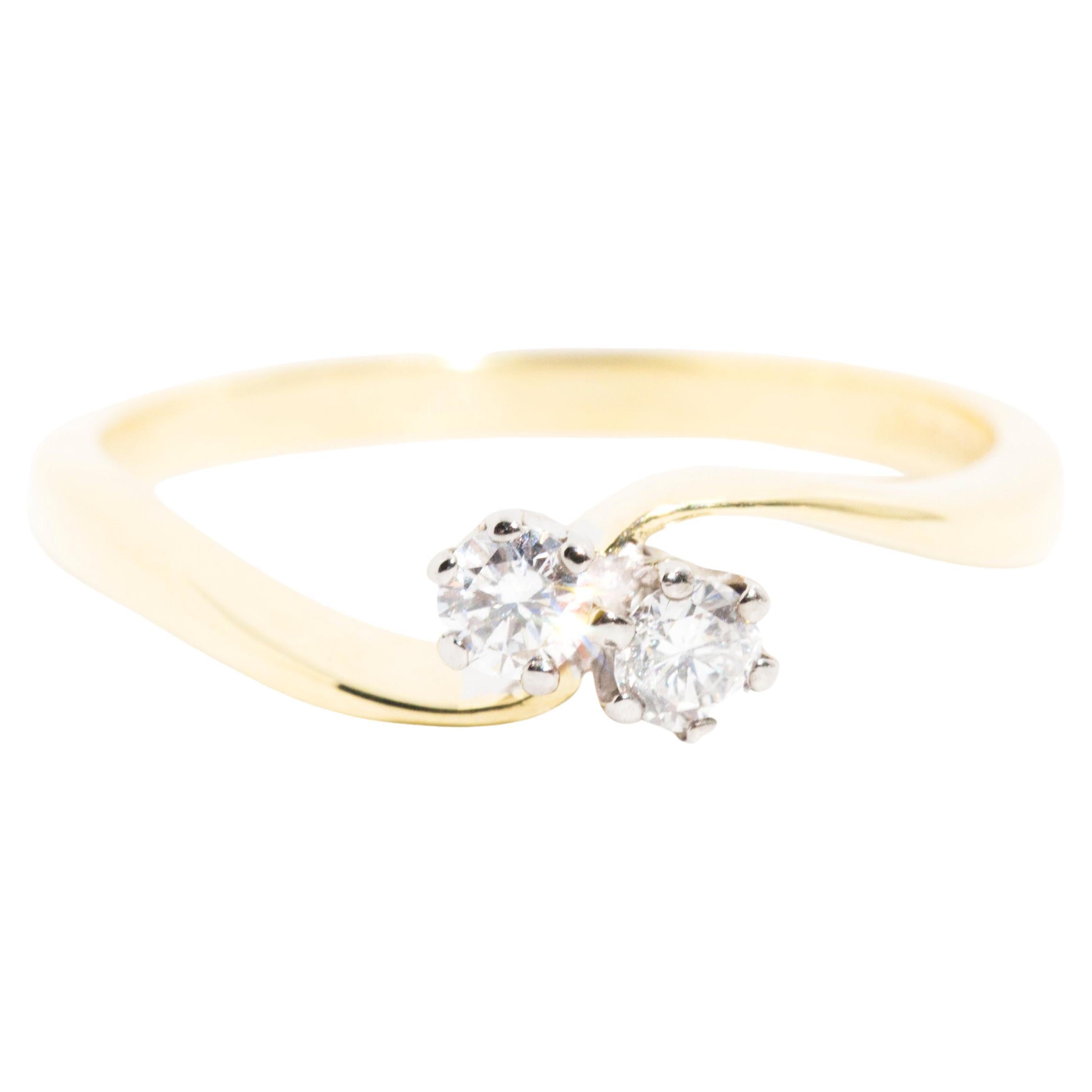 Toi Et Moi Round Brilliant Diamond Engagement Ring in 18 Carat Yellow Gold