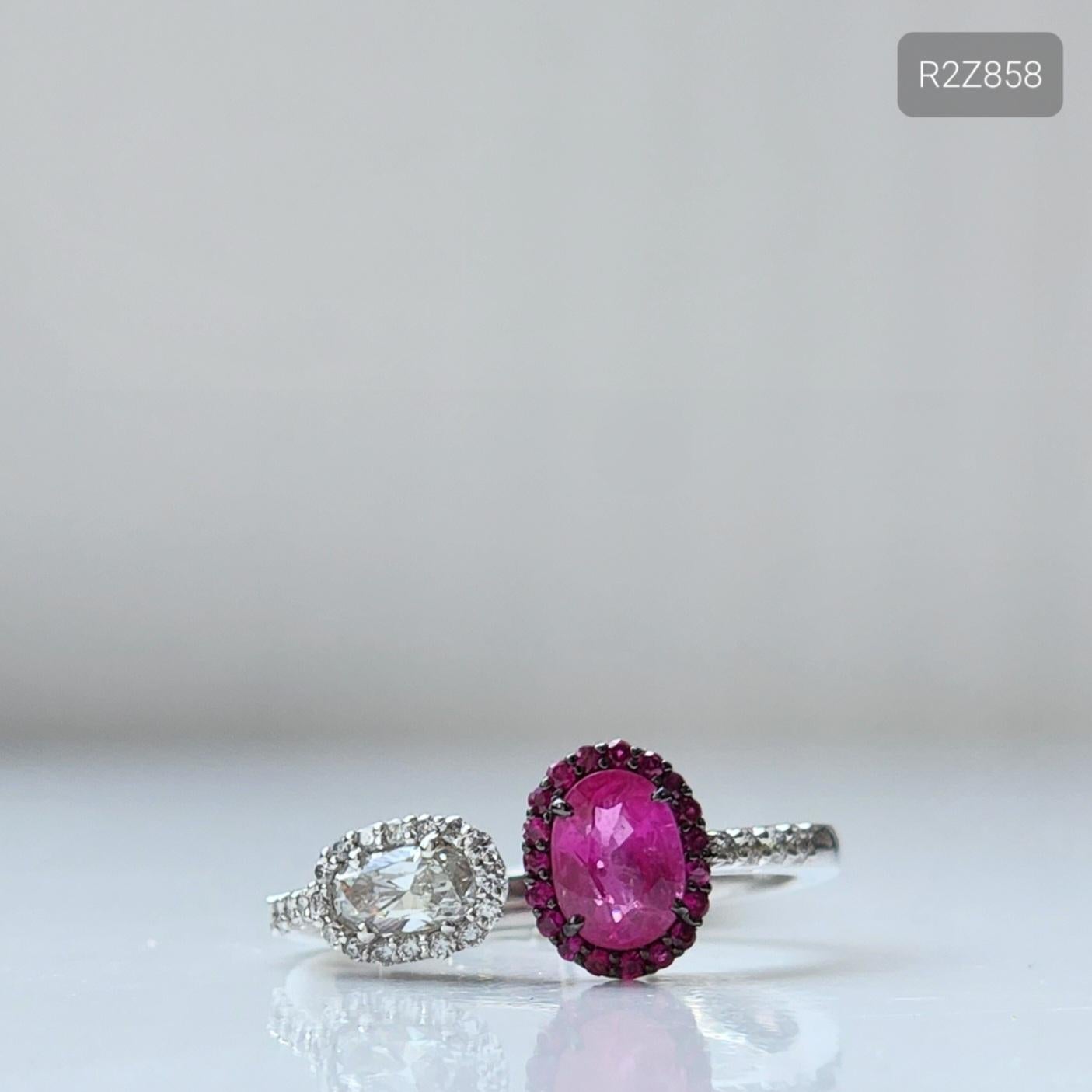 Modern Toi et Moi Ruby and Diamond Ring For Sale