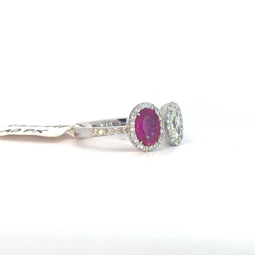 Toi-et-Moi Ruby and Diamond Ring In New Condition For Sale In New York, NY