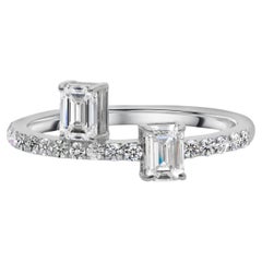 Toi et Moi SI/H Emerald Diamond Engagement Ring 18k White Gold