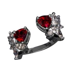 Toi-et-moi two heart Ruby and Diamond Ring
