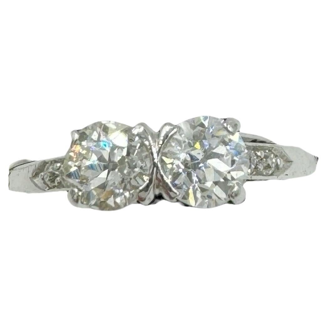 Toi Et  Moi Two Stone Diamond Platinum Ring  For Sale