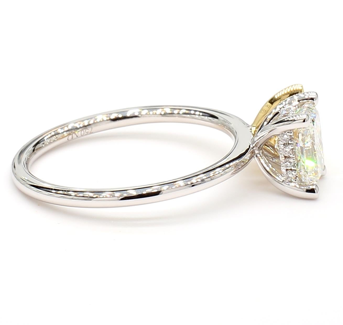 Radiant Cut Toi Et Moi White & Yellow Diamond Ring 1.81 Cts GIA Radiant Pear 18K White Gold