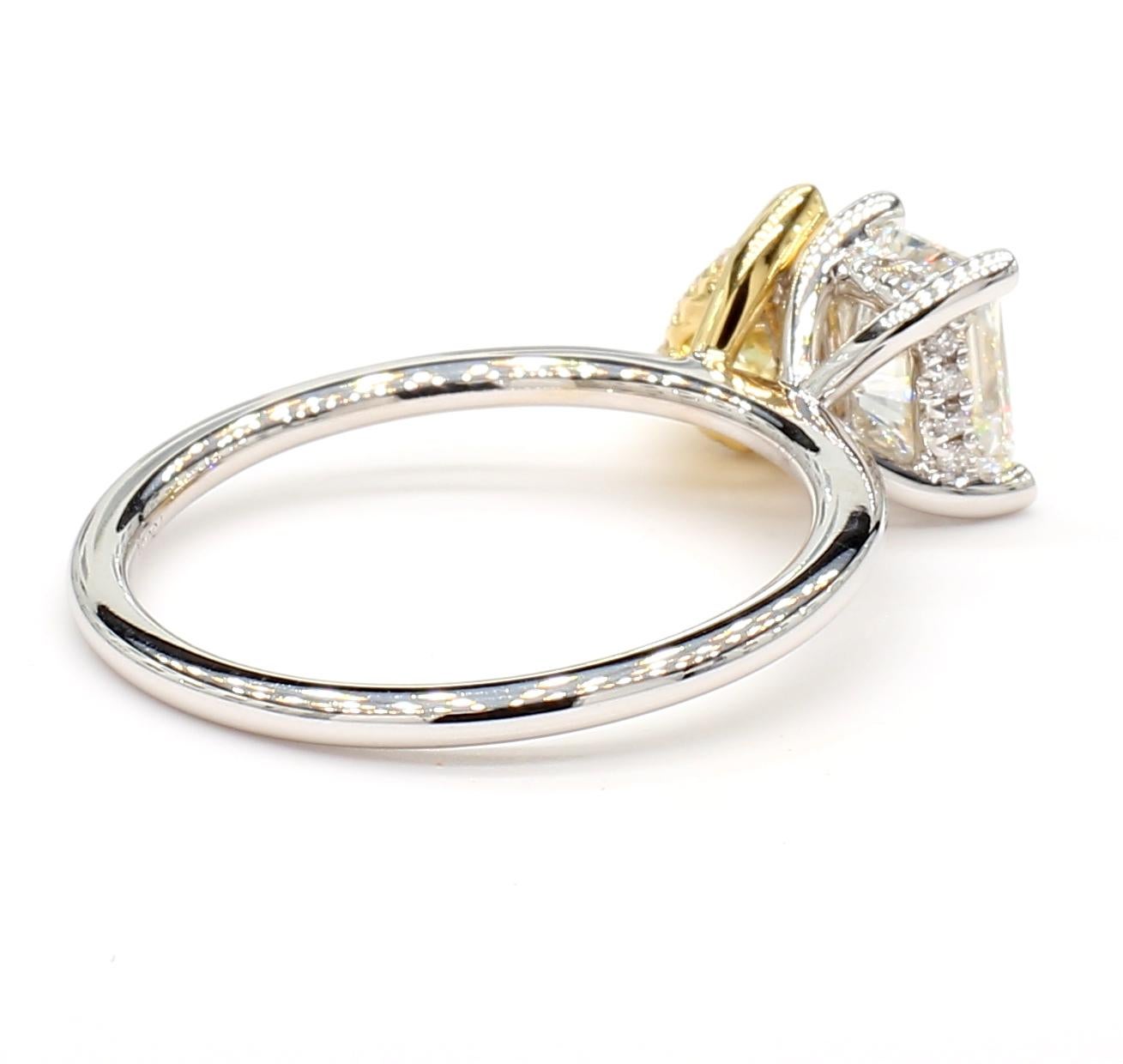 Toi Et Moi White & Yellow Diamond Ring 1.81 Cts GIA Radiant Pear 18K White Gold In New Condition In New York, NY