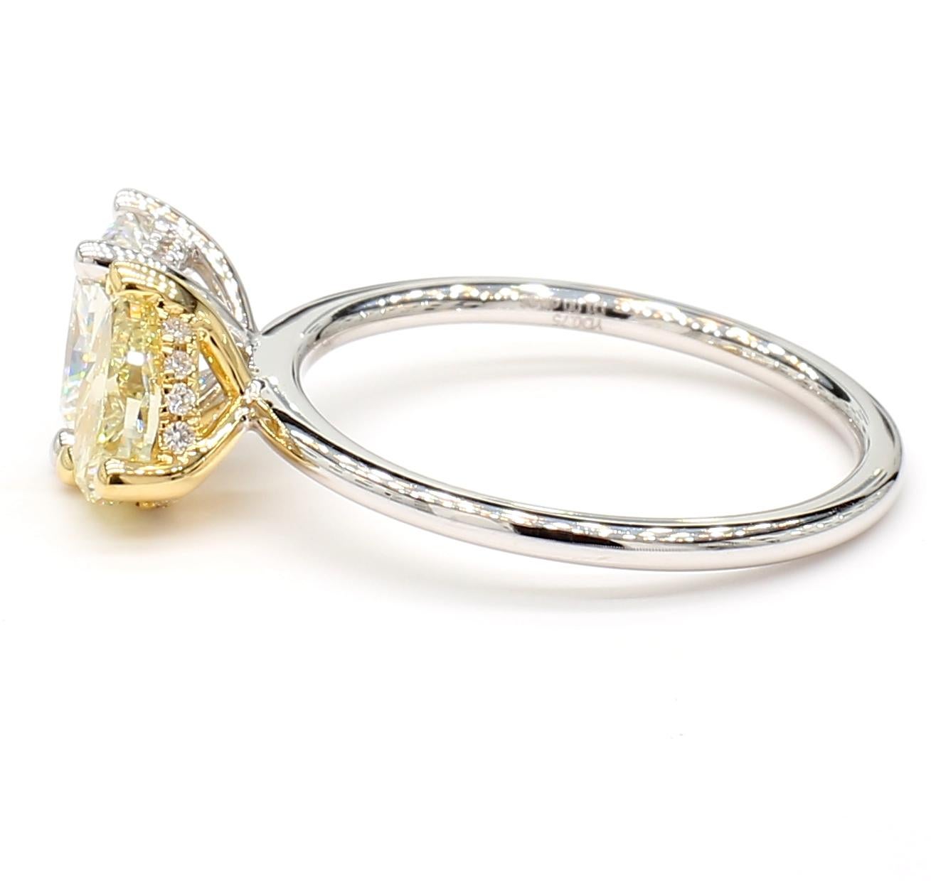 Toi Et Moi White & Yellow Diamond Ring 1.81 Cts GIA Radiant Pear 18K White Gold 2