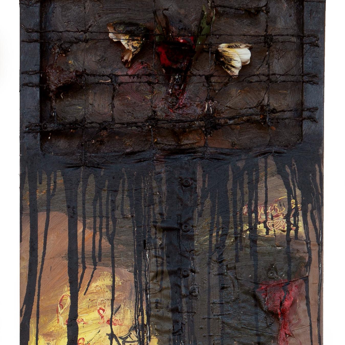 « Striker Series », grande huile conceptuelle, SFMoMA, SECA Art Award, CMoCA, Saigon - Beige Abstract Painting par Toi Hoang