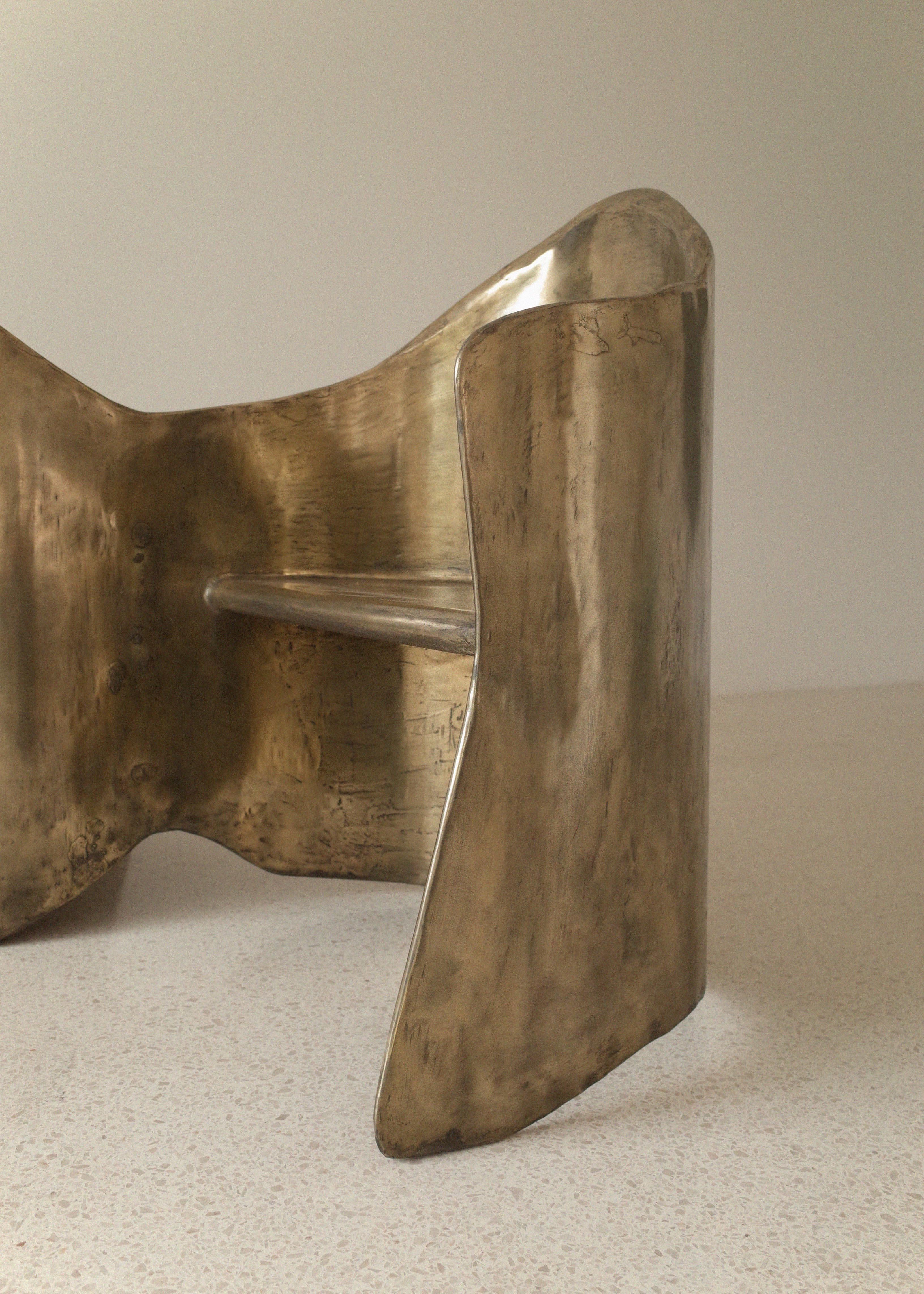 French Toi & Moi Loveseat In Polished Brass Resin Over Inox by Atelier Ellery For Sale