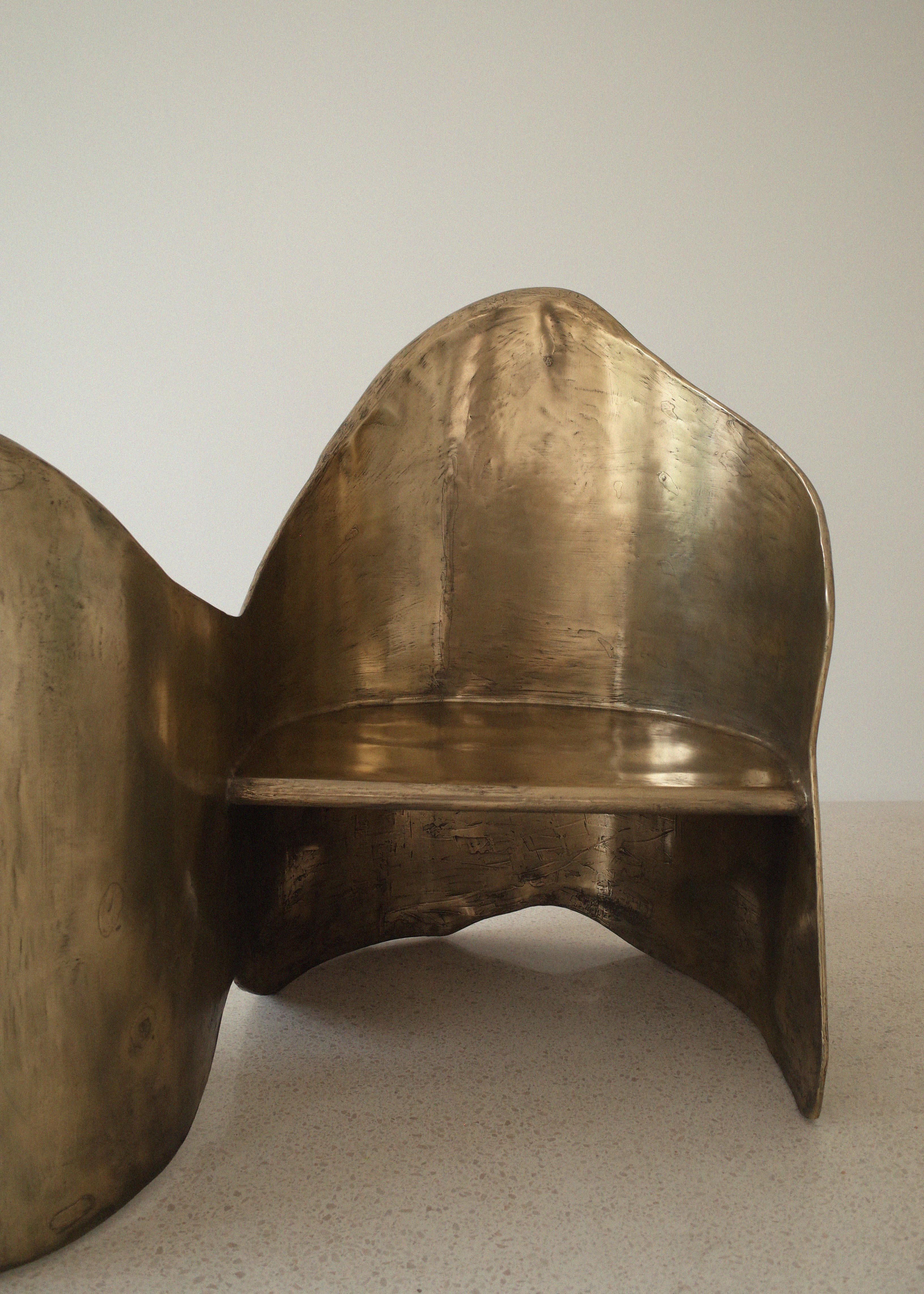 Toi & Moi Loveseat In Polished Brass Resin Over Inox by Atelier Ellery In New Condition For Sale In Geneve, CH