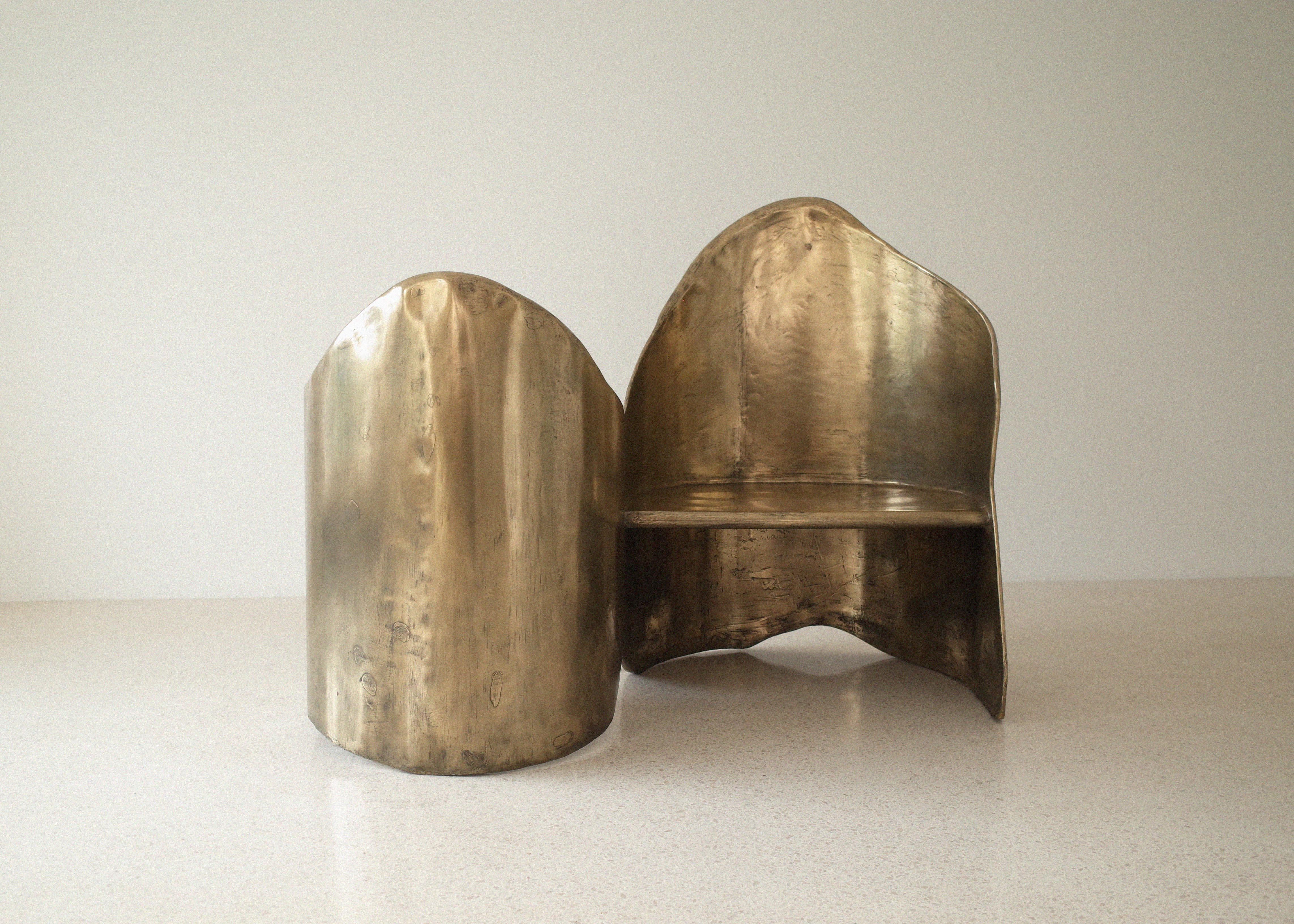 Contemporary Toi & Moi Loveseat In Polished Brass Resin Over Inox by Atelier Ellery For Sale