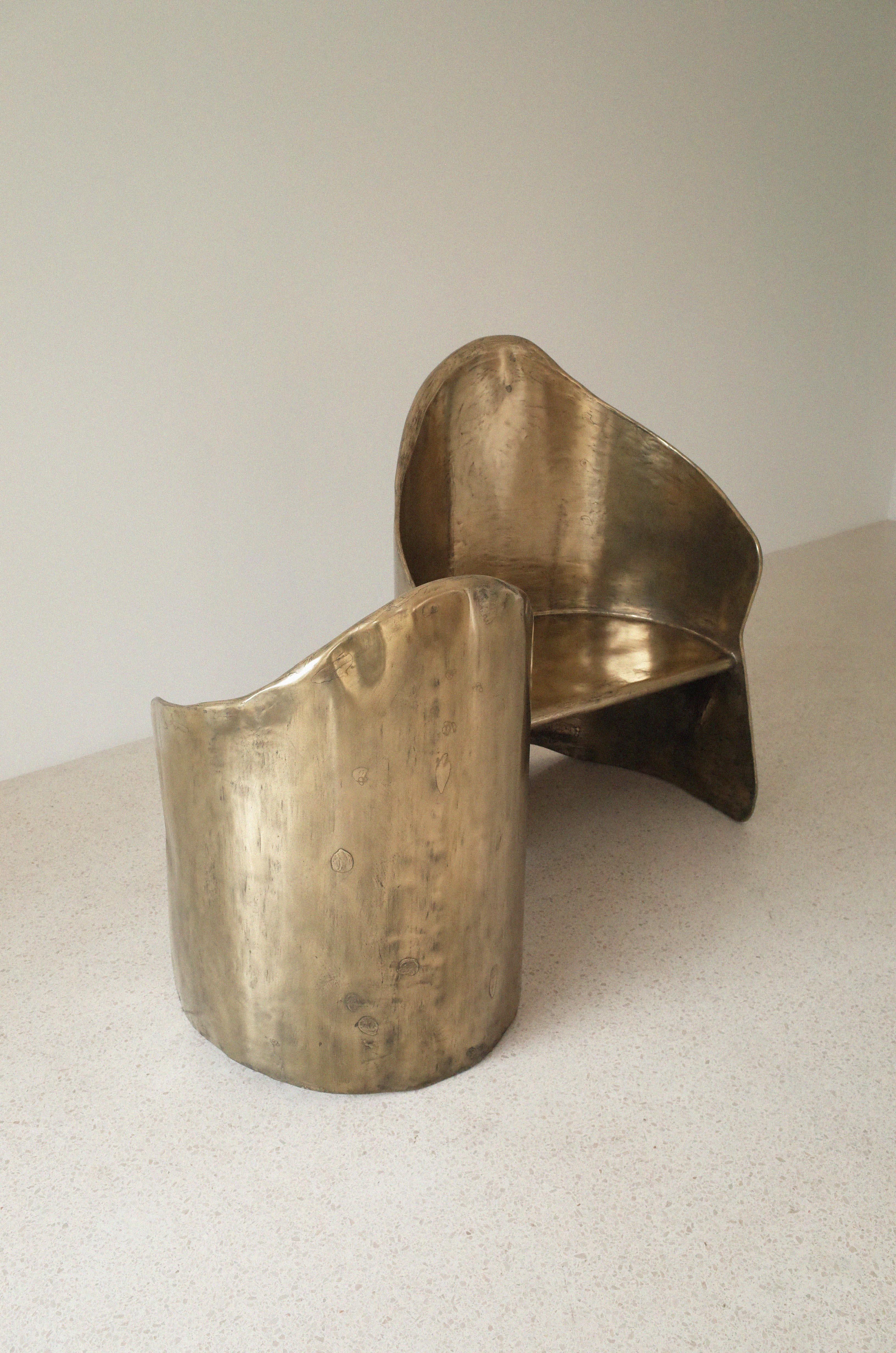 Toi & Moi Loveseat In Polished Brass Resin Over Inox by Atelier Ellery For Sale 1