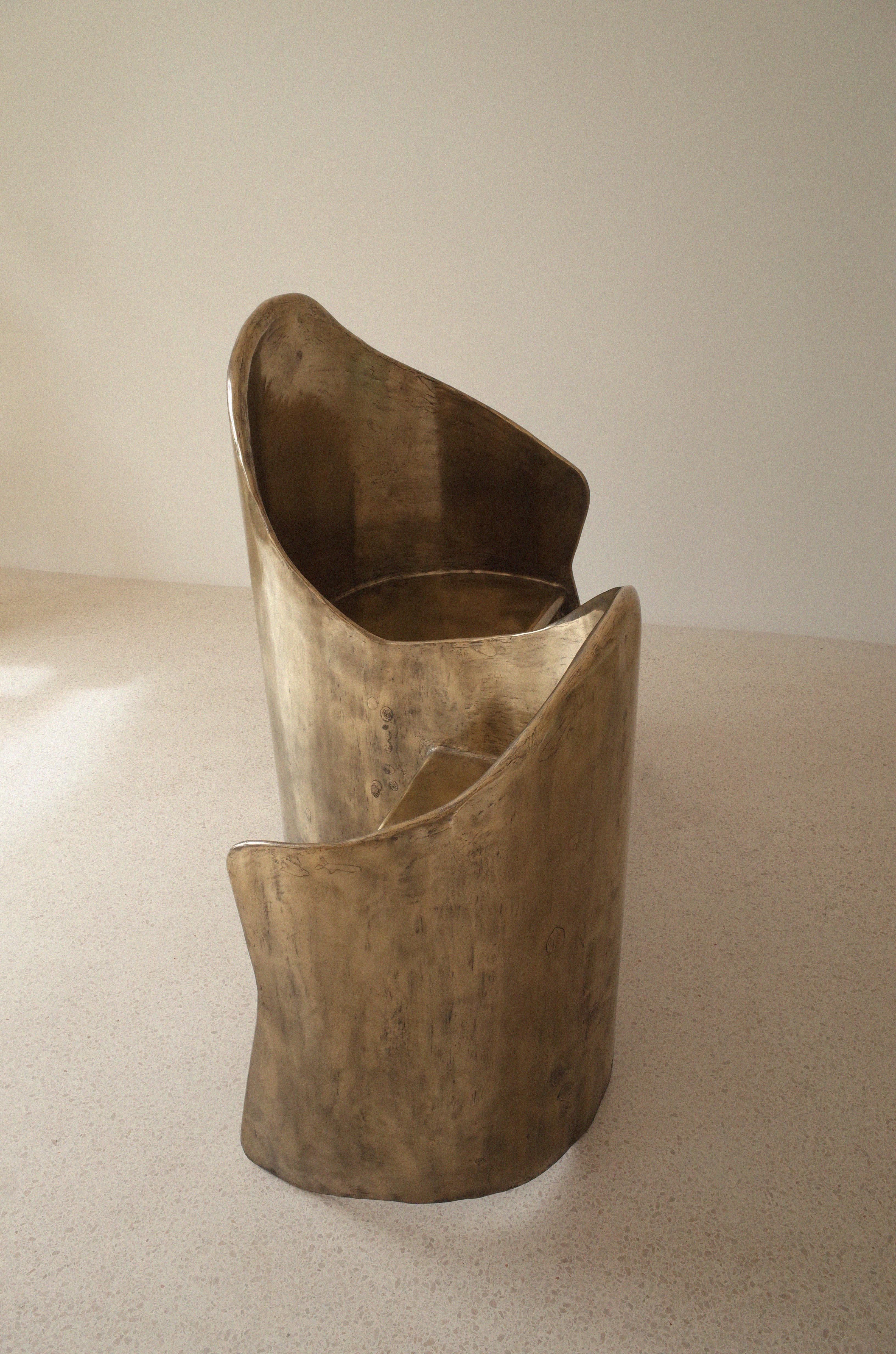 Toi & Moi Loveseat In Polished Brass Resin Over Inox by Atelier Ellery For Sale 2