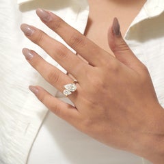 3.24 Carat Toi et Moi Teardrop Naural Diamond Solitaire Ring, 14k Yellow Gold