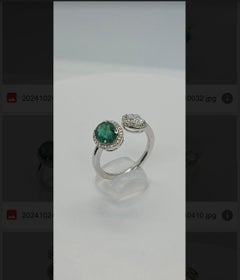 2.16 carats Natural Diamond and Natural Emerald Toi Et Moi Ring