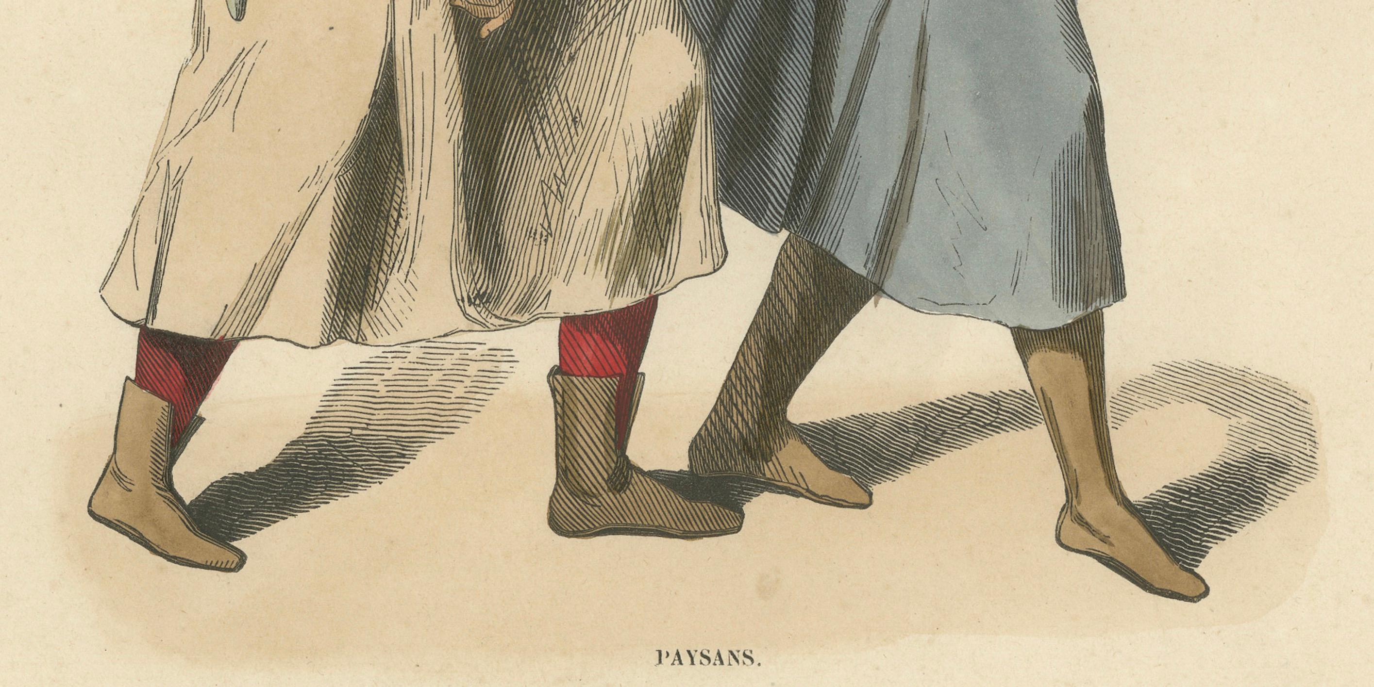 The image depicts two medieval peasants, as indicated by the caption 