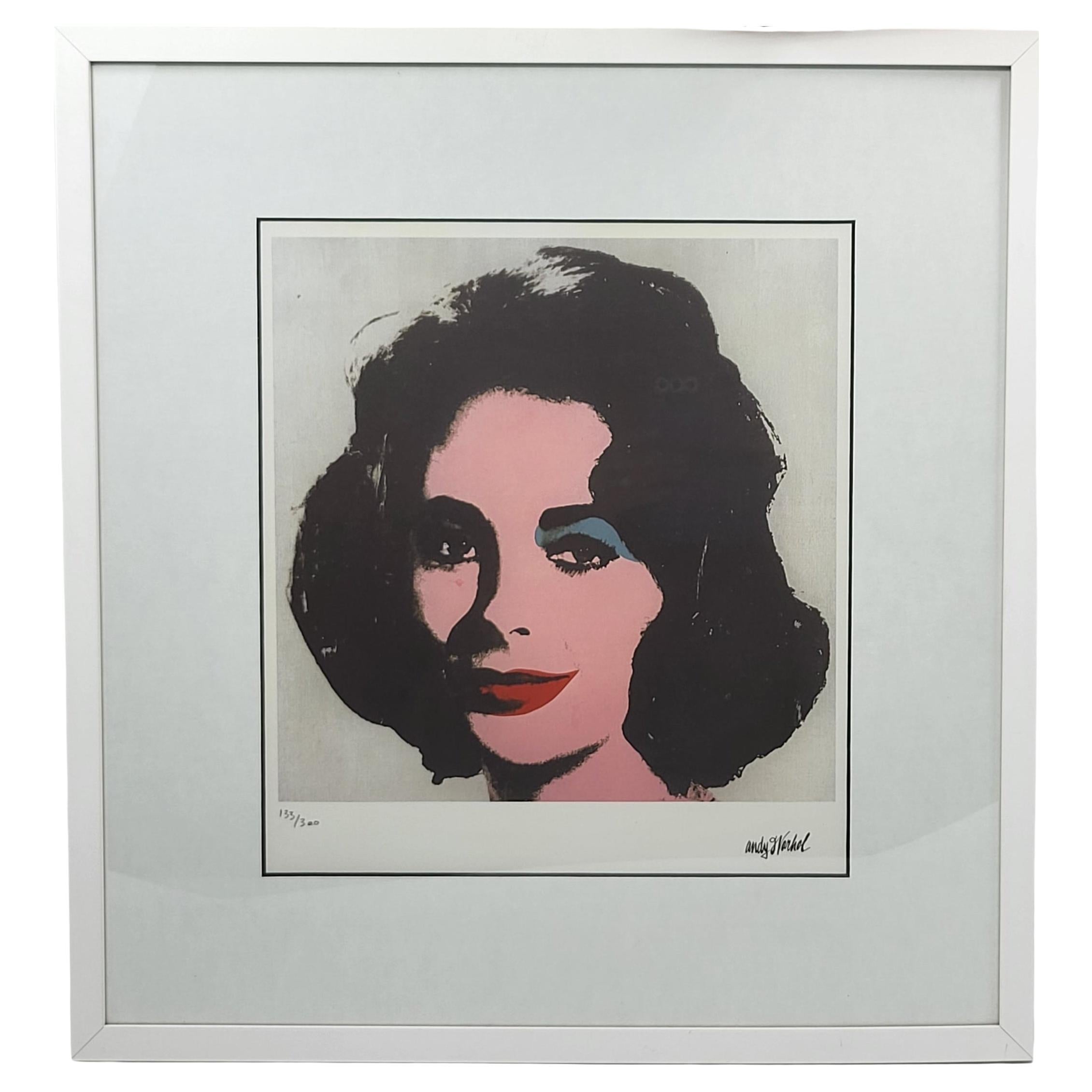 Toile Andy Warhol Elizabeth Taylor 1963 Edition Limitée 133/300 certifié CMOA 