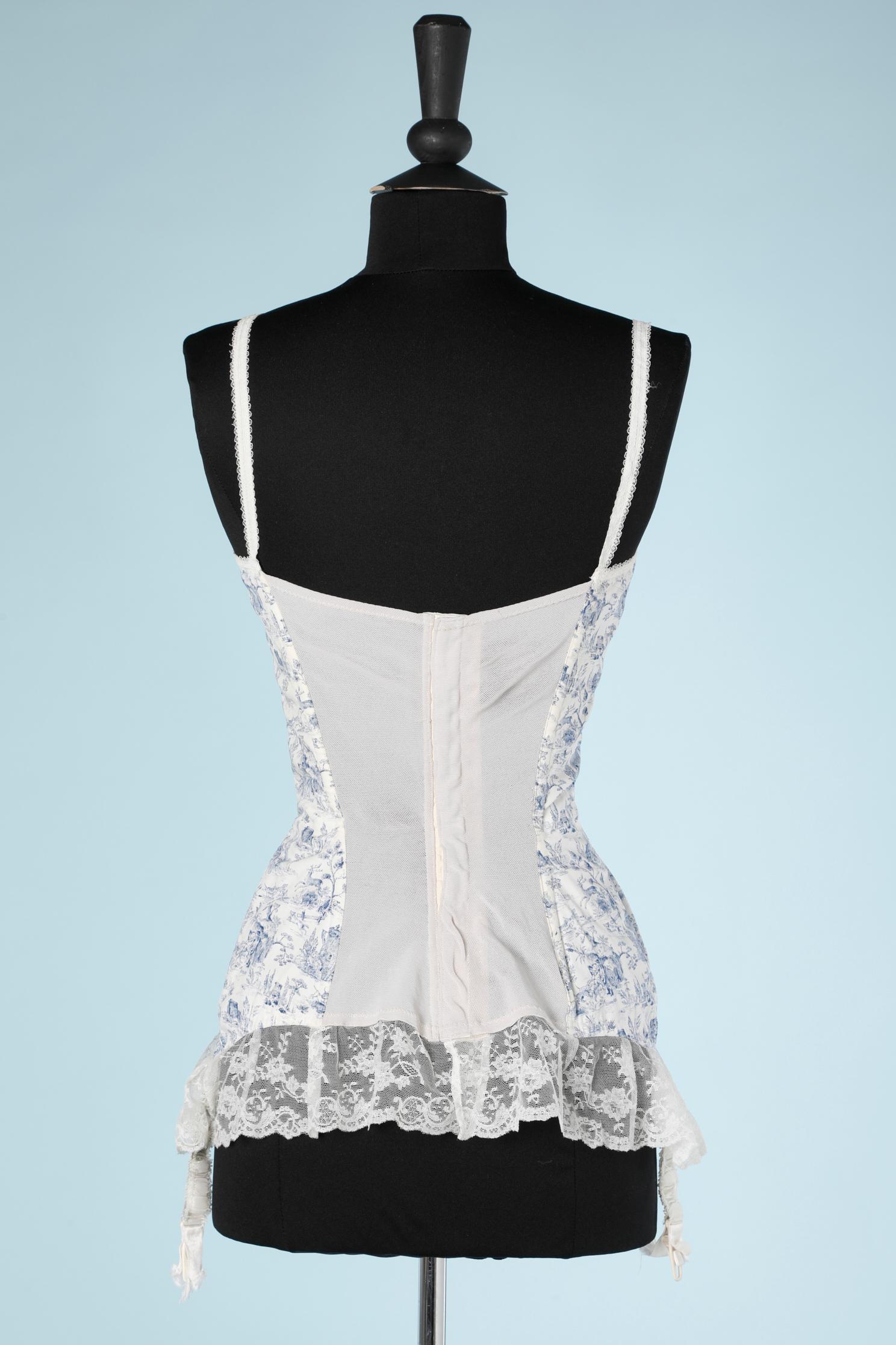 Gray Toile de Jouy corset ( basque) 1950's 