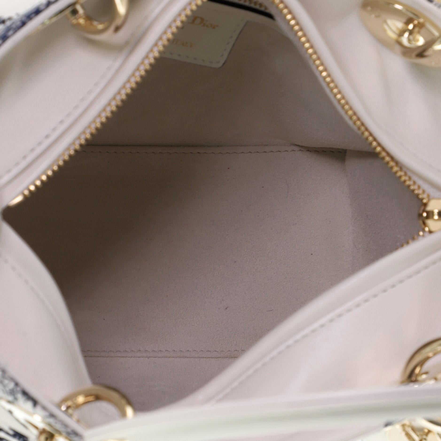 Gray Toile de Jouy Lady Dior Bag Beaded Leather Medium