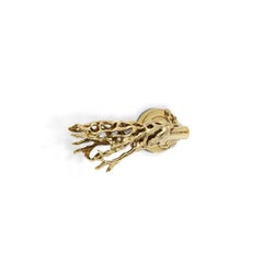 Toile Door Lever Left - Handcrafted Polished Brass - PullCast