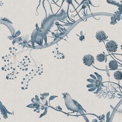 Toile Mercia Vines Wallpaper Botanical in Indigo