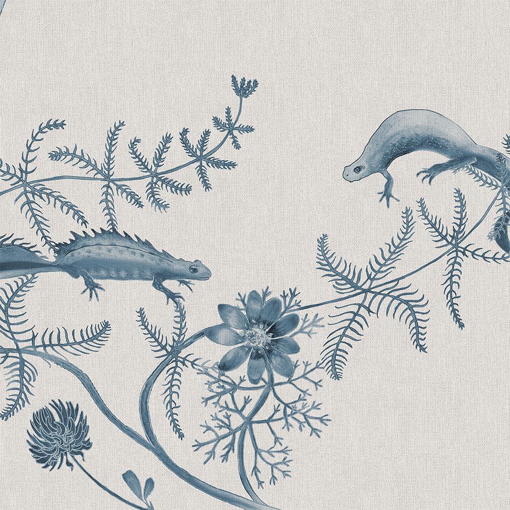 Anglais Toile Mercia Vines - Papier peint botanique indigo en vente