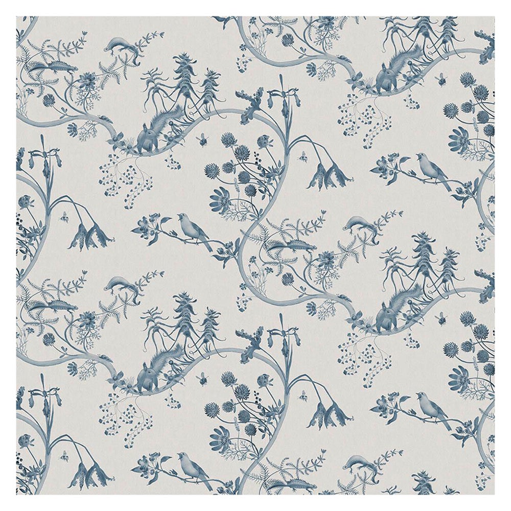 Toile Mercia Vines, botanische Wandteppich in Indigo