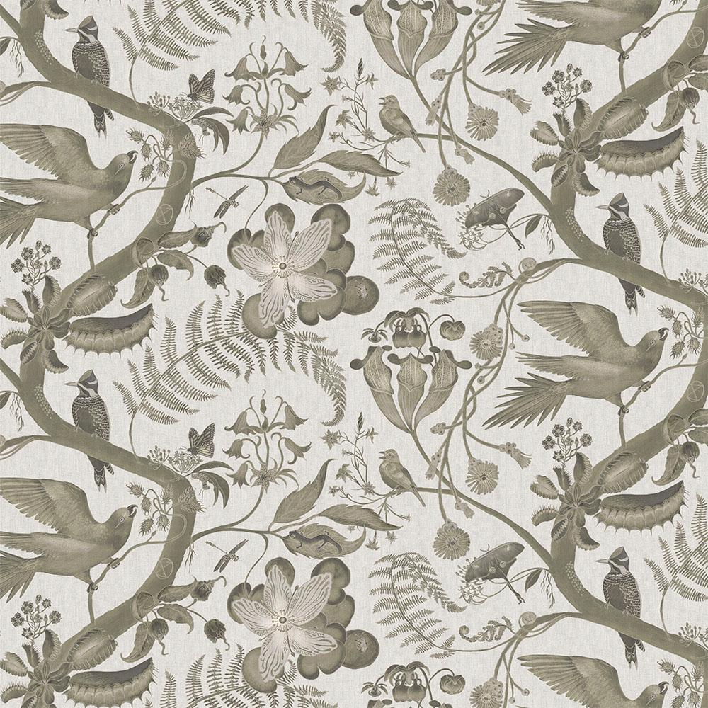 Toile Parakeets Wandteppich Botanical in Taupe (Sonstiges) im Angebot
