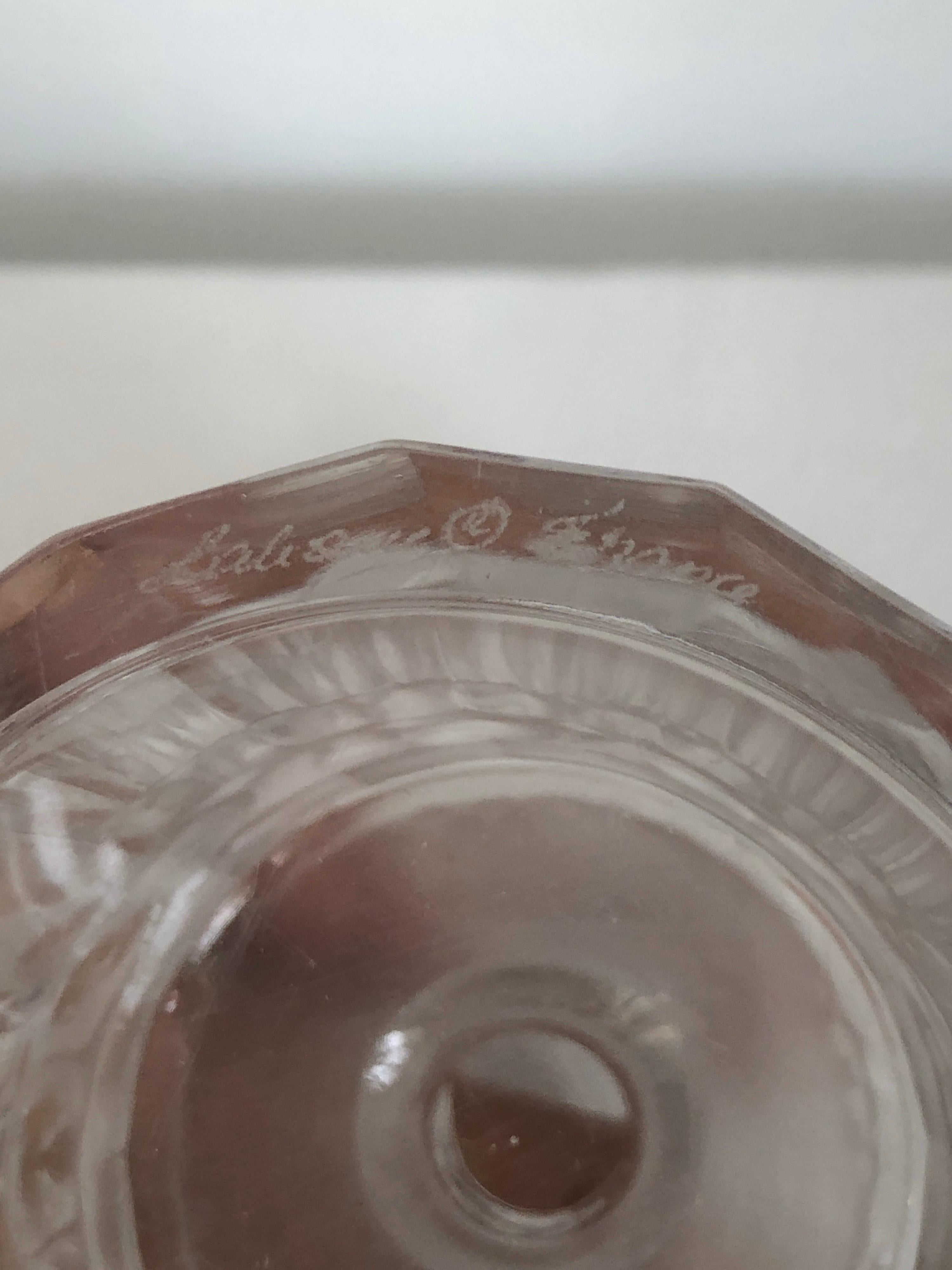 Toilet Garniture Set of Lalique Clear and Frosted Glass Sparrow, circa 1970 4