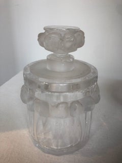 Set da toilette con passero in vetro trasparente e smerigliato di Lalique, circa 1970