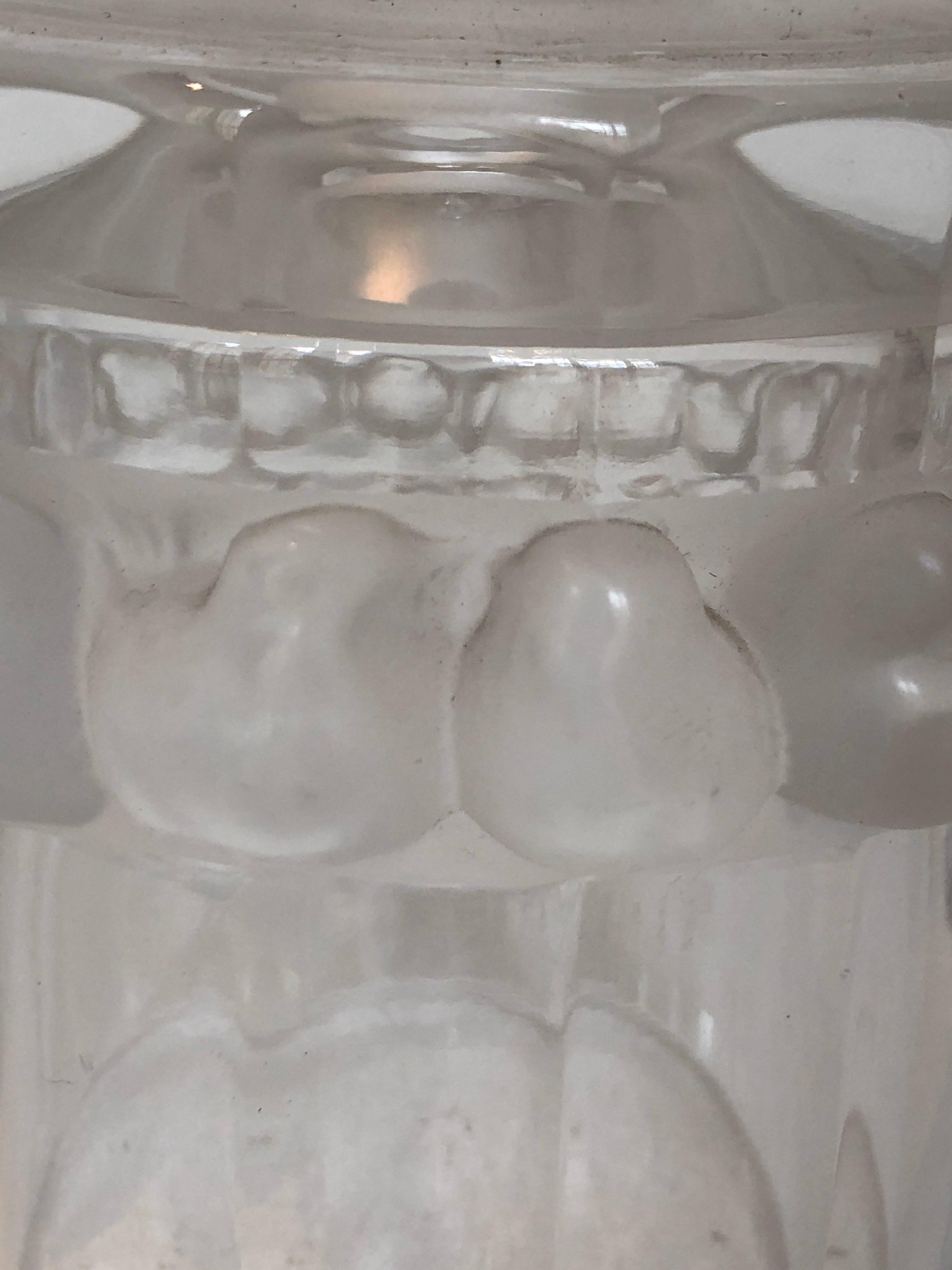 Toilet Garniture Set of Lalique Clear and Frosted Glass Sparrow, circa 1970 In Good Condition In Paris, France