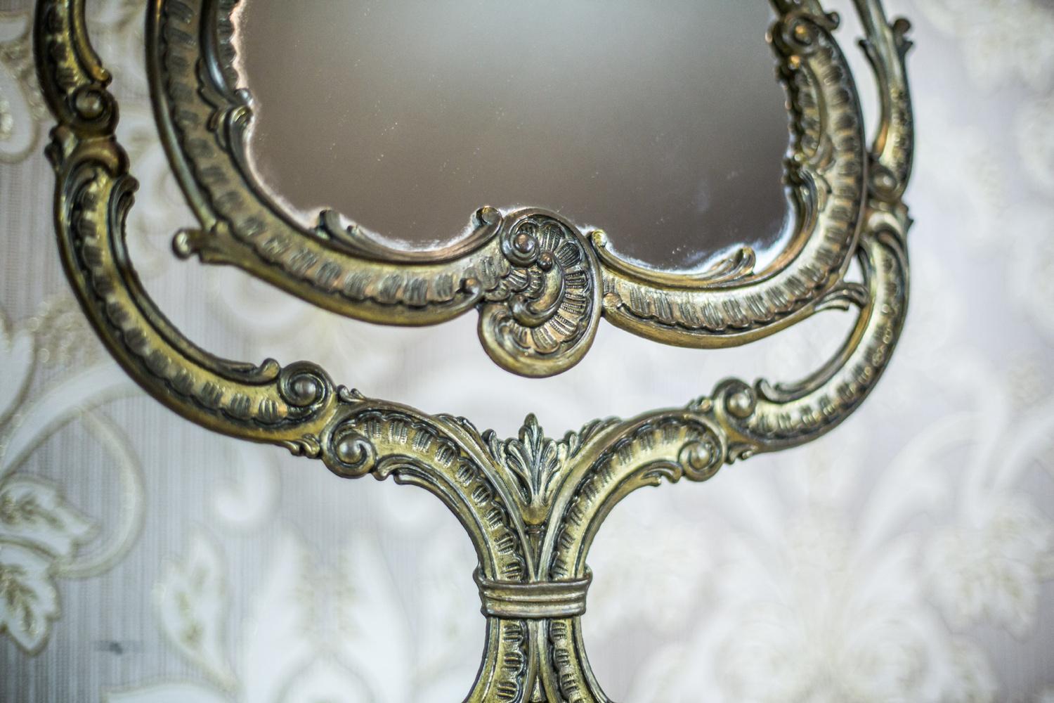 Mid-20th Century Toilet Mirror in a Brass Mirror from the 1960s