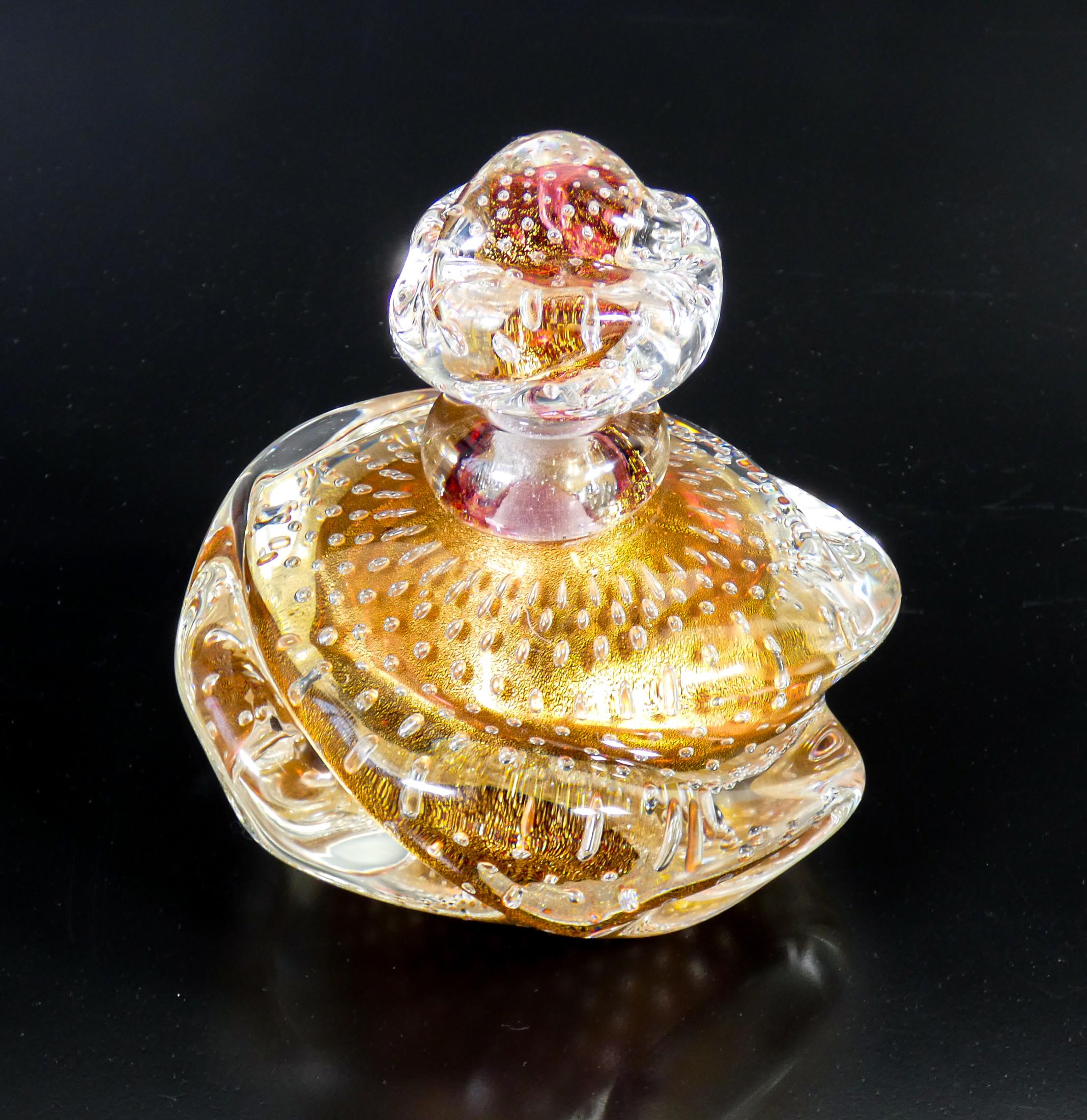 Toilet Set in Blown Murano Glass with Gold Flakes, E. Barovier, 40s For Sale 3