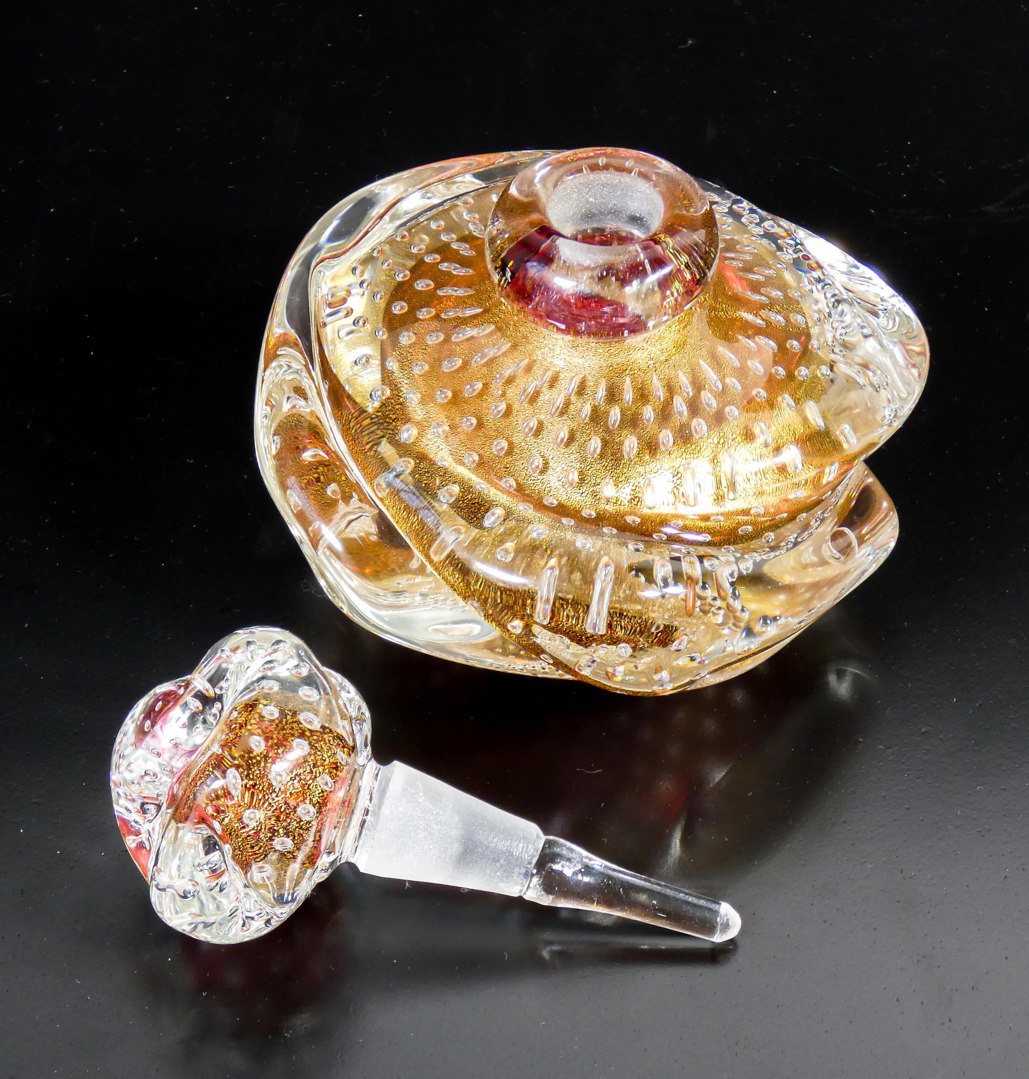 Toilet Set in Blown Murano Glass with Gold Flakes, E. Barovier, 40s For Sale 4
