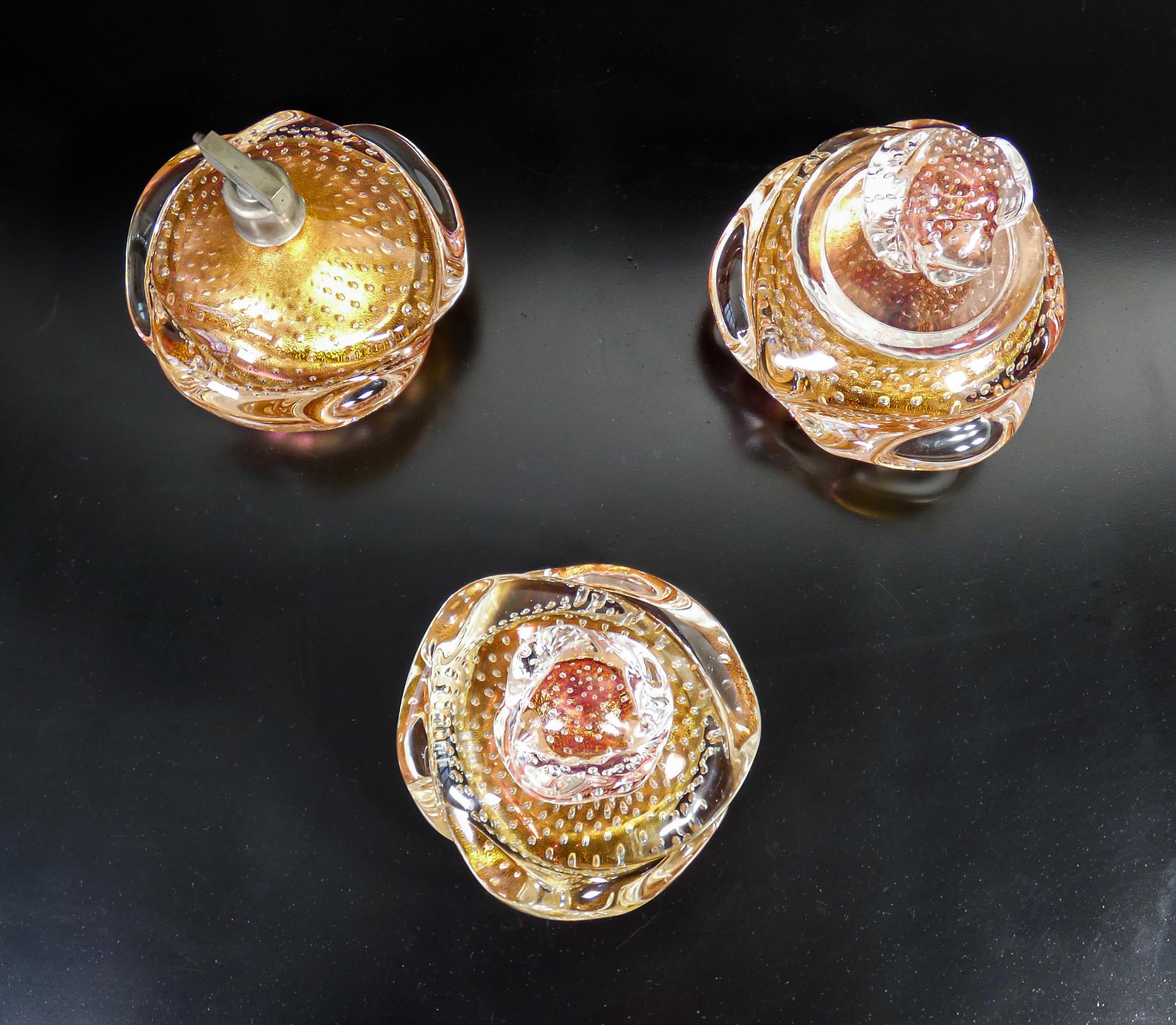 Toilet Set in Blown Murano Glass with Gold Flakes, E. Barovier, 40s In Good Condition For Sale In Torino, IT